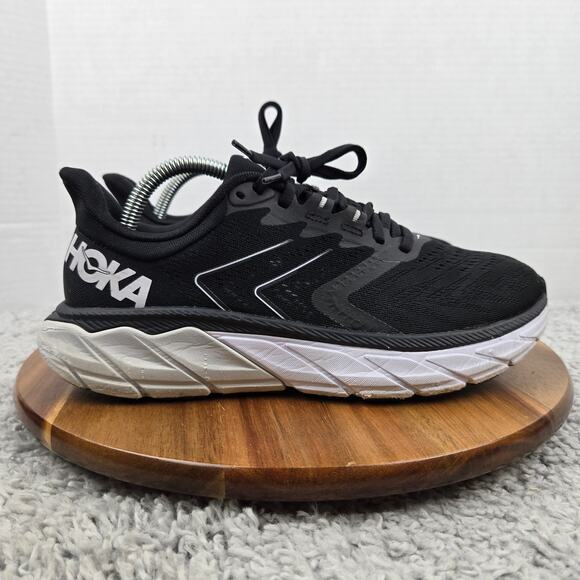 Hoka One One Womens 9D Wide Arahi 5 Black White Athletic Gym Daily Running Shoe - Picture 3 of 12